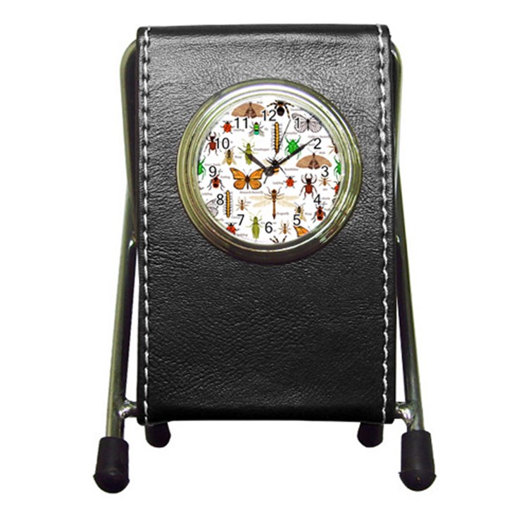 Insects-seamless-pattern Pen Holder Desk Clock