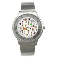 Insects-seamless-pattern Stainless Steel Watch