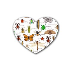 Insects-seamless-pattern Rubber Coaster (Heart)