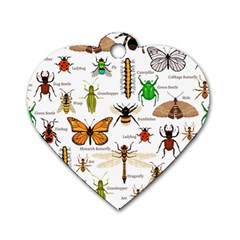 Insects-seamless-pattern Dog Tag Heart (One Side)