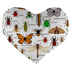 Insects-seamless-pattern Large 19  Premium Heart Shape Cushions by Amaryn4rt