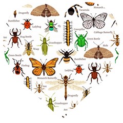 Insects-seamless-pattern Wooden Puzzle Heart