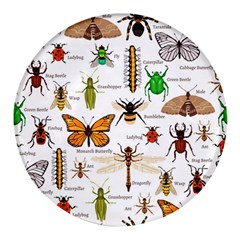 Insects-seamless-pattern Round Glass Fridge Magnet (4 pack)