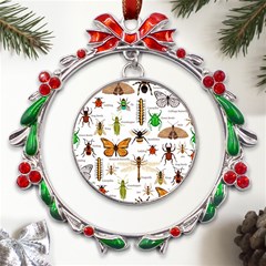 Insects-seamless-pattern Metal X mas Wreath Ribbon Ornament