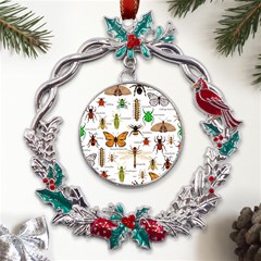 Insects-seamless-pattern Metal X mas Wreath Holly leaf Ornament