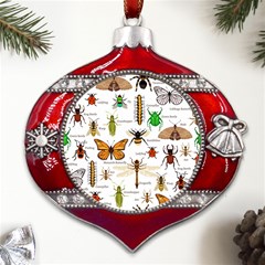 Insects-seamless-pattern Metal Snowflake And Bell Red Ornament