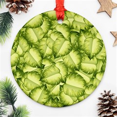 Seamless-pattern-with-green-leaves Round Ornament (two Sides)