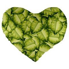 Seamless-pattern-with-green-leaves Large 19  Premium Heart Shape Cushions by Amaryn4rt