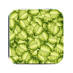 Seamless-pattern-with-green-leaves Square Metal Box (black)