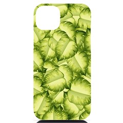 Seamless-pattern-with-green-leaves Iphone 14 Plus Black Uv Print Case by Amaryn4rt