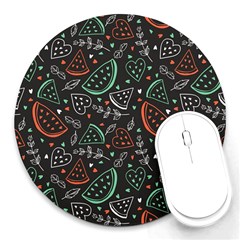 Seamless-vector-pattern-with-watermelons-mint -- Round Mousepad by Amaryn4rt