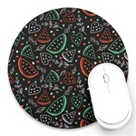 Seamless-vector-pattern-with-watermelons-mint -- Round Mousepad Front