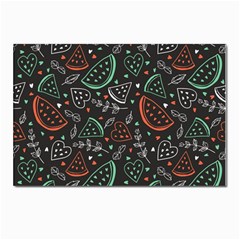 Seamless-vector-pattern-with-watermelons-mint -- Postcard 4 x 6  (pkg Of 10) by Amaryn4rt