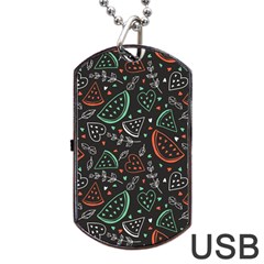 Seamless-vector-pattern-with-watermelons-mint -- Dog Tag Usb Flash (one Side) by Amaryn4rt