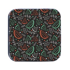 Seamless-vector-pattern-with-watermelons-mint -- Square Metal Box (black)