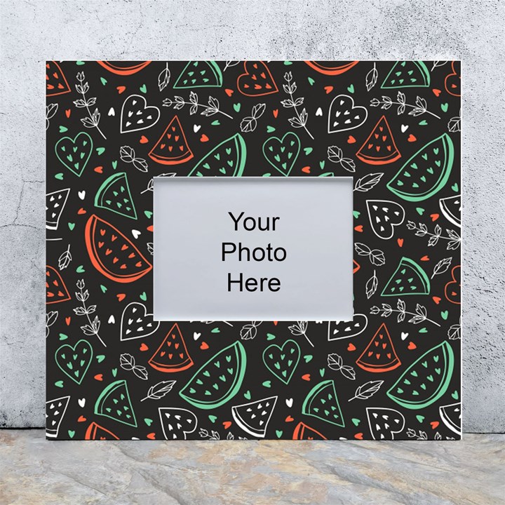 Seamless-vector-pattern-with-watermelons-mint -- White Wall Photo Frame 5  x 7 