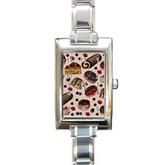 Seamless-pattern-with-sweet-cakes-berries Rectangle Italian Charm Watch by Amaryn4rt