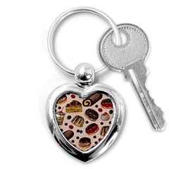 Seamless-pattern-with-sweet-cakes-berries Key Chain (heart) by Amaryn4rt