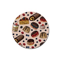 Seamless-pattern-with-sweet-cakes-berries Magnet 3  (round) by Amaryn4rt