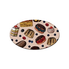 Seamless-pattern-with-sweet-cakes-berries Sticker Oval (10 Pack) by Amaryn4rt