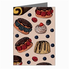 Seamless-pattern-with-sweet-cakes-berries Greeting Cards (pkg Of 8) by Amaryn4rt