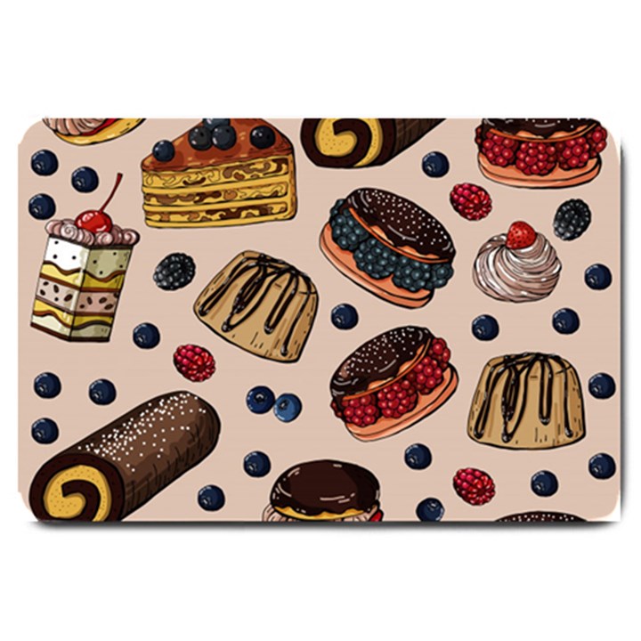 Seamless-pattern-with-sweet-cakes-berries Large Doormat