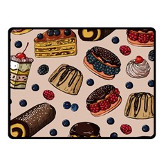 Seamless-pattern-with-sweet-cakes-berries Fleece Blanket (small) by Amaryn4rt