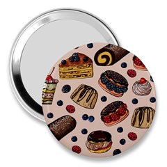 Seamless-pattern-with-sweet-cakes-berries 3  Handbag Mirrors by Amaryn4rt