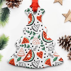 Seamless-vector-pattern-with-watermelons-mint Christmas Tree Ornament (two Sides) by Amaryn4rt