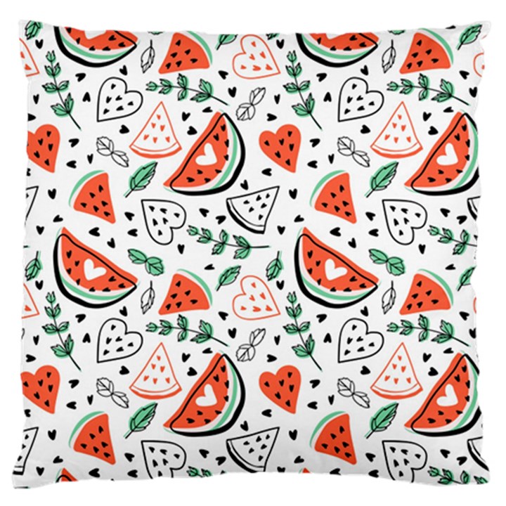 Seamless-vector-pattern-with-watermelons-mint Large Premium Plush Fleece Cushion Case (One Side)