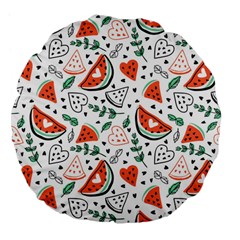 Seamless-vector-pattern-with-watermelons-mint Large 18  Premium Flano Round Cushions by Amaryn4rt