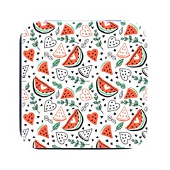 Seamless-vector-pattern-with-watermelons-mint Square Metal Box (black)