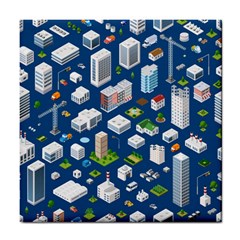 Isometric-seamless-pattern-megapolis Tile Coaster by Amaryn4rt