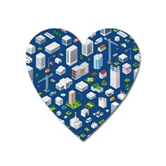 Isometric-seamless-pattern-megapolis Heart Magnet by Amaryn4rt