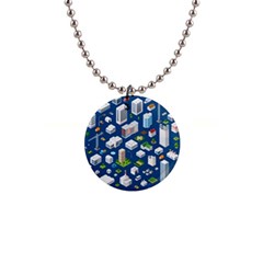 Isometric-seamless-pattern-megapolis 1  Button Necklace by Amaryn4rt