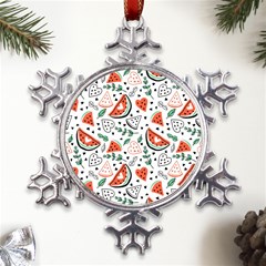 Seamless-vector-pattern-with-watermelons-mint Metal Large Snowflake Ornament by Amaryn4rt