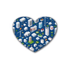 Isometric-seamless-pattern-megapolis Rubber Heart Coaster (4 Pack) by Amaryn4rt