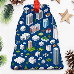 Isometric-seamless-pattern-megapolis Bell Ornament (two Sides) by Amaryn4rt