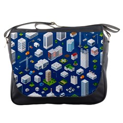 Isometric-seamless-pattern-megapolis Messenger Bag by Amaryn4rt