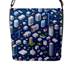 Isometric-seamless-pattern-megapolis Flap Closure Messenger Bag (l) by Amaryn4rt