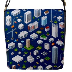 Isometric-seamless-pattern-megapolis Flap Closure Messenger Bag (s) by Amaryn4rt