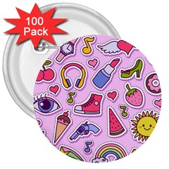 Fashion-patch-set 3  Buttons (100 pack) 