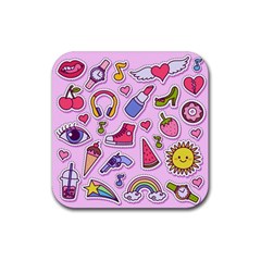 Fashion-patch-set Rubber Coaster (Square)