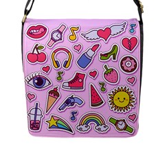 Fashion-patch-set Flap Closure Messenger Bag (L)