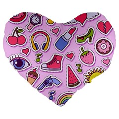 Fashion-patch-set Large 19  Premium Flano Heart Shape Cushions