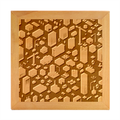 Isometric-seamless-pattern-megapolis Wood Photo Frame Cube by Amaryn4rt