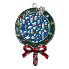 Isometric-seamless-pattern-megapolis Metal X mas Lollipop With Crystal Ornament