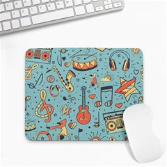 Seamless-pattern-musical-instruments-notes-headphones-player Small Mousepad by Amaryn4rt