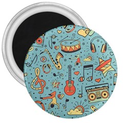 Seamless-pattern-musical-instruments-notes-headphones-player 3  Magnets by Amaryn4rt