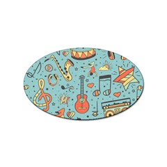 Seamless-pattern-musical-instruments-notes-headphones-player Sticker Oval (10 Pack) by Amaryn4rt